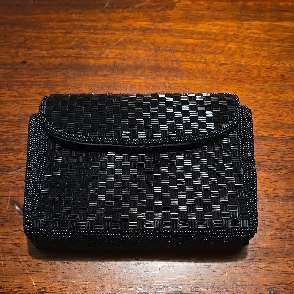 Elegant Black Beaded Clutch